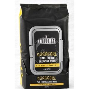 Nobleman Men's Charcoal Face + Body Cleansing Wipes 60 Count